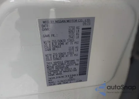 2024 Infiniti Qx60 Luxe z USA, uszkodzony, nr VIN 5N1DL1FR2RC335983